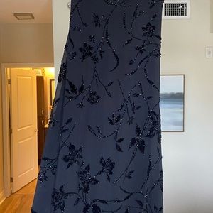 Long black beaded dress, size 2 in great condition!